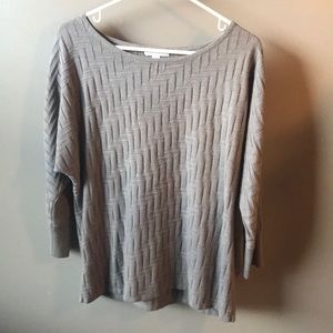 Gray Scoop Neck Sweater with 3/4 Sleeves